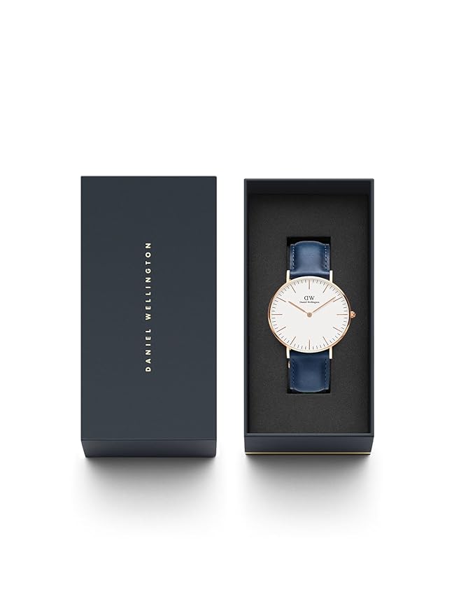 Montre analogique Daniel Wellington Bracelet Bleu Fond Blanc