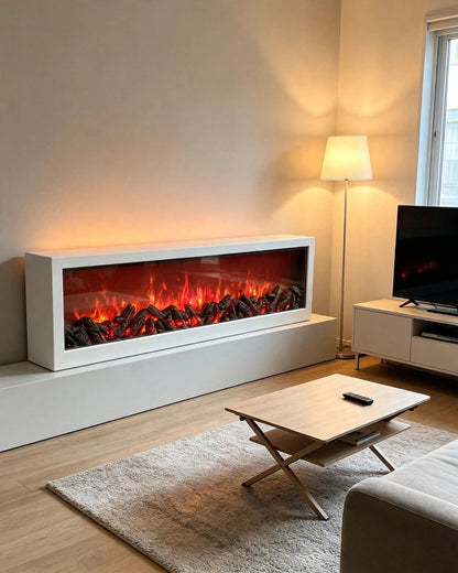 Cheminée électrique moderne 1 mètre blanche murale de haute qualité avec télécommande facile à insérer pour une utilisation en intérieur pour la maison, Hôtel, Restaurant