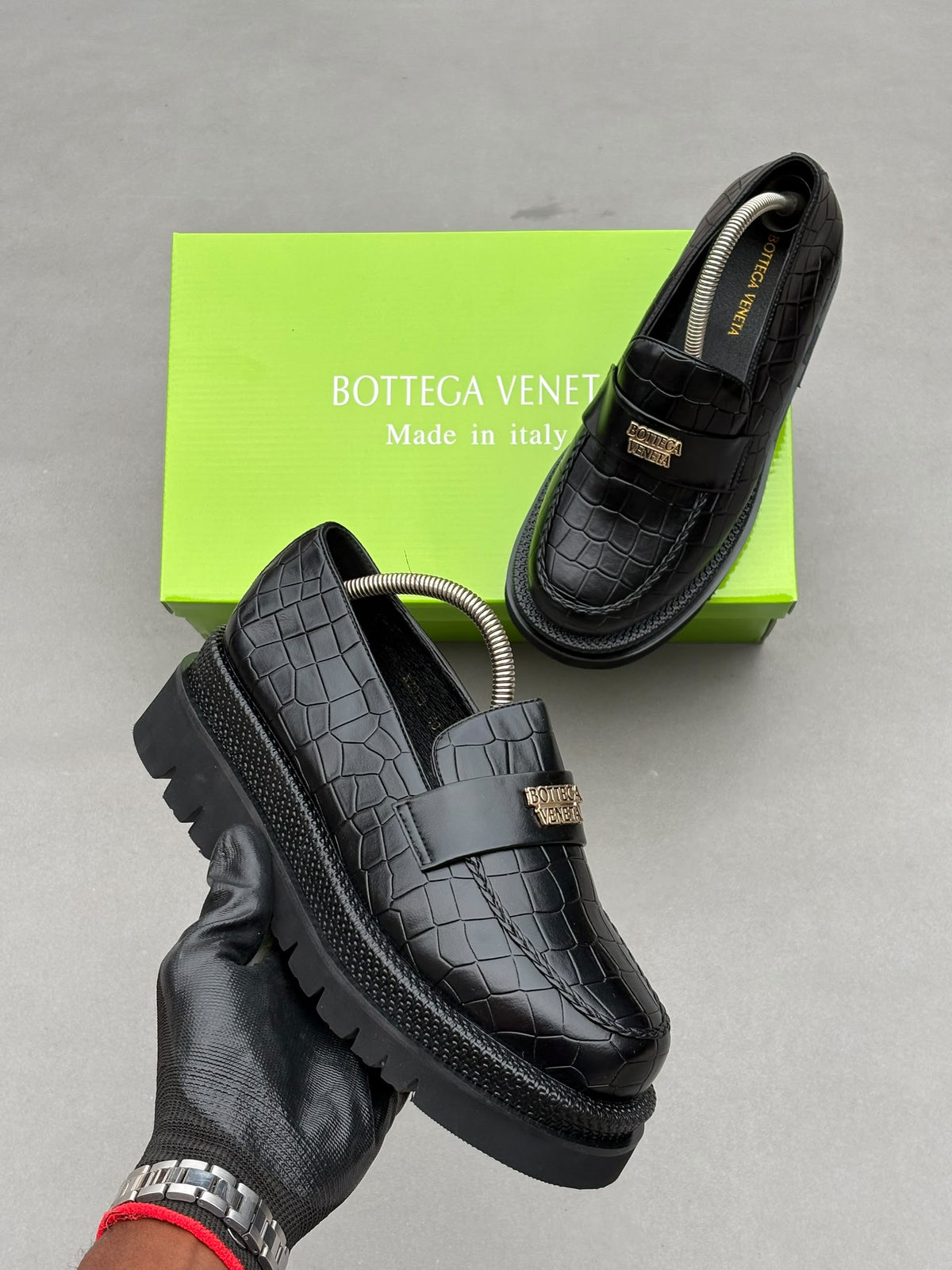BOTTEGA VENETA Loafer à grosse semelle en cuir croco