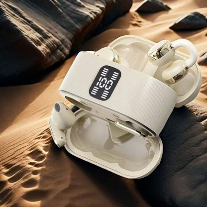 Écouteurs Bluetooth sans fil doubles 2 en 1, intra-auriculaires à clipser avec affichage LED de la batterie, suppression du bruit, pour partage en couple