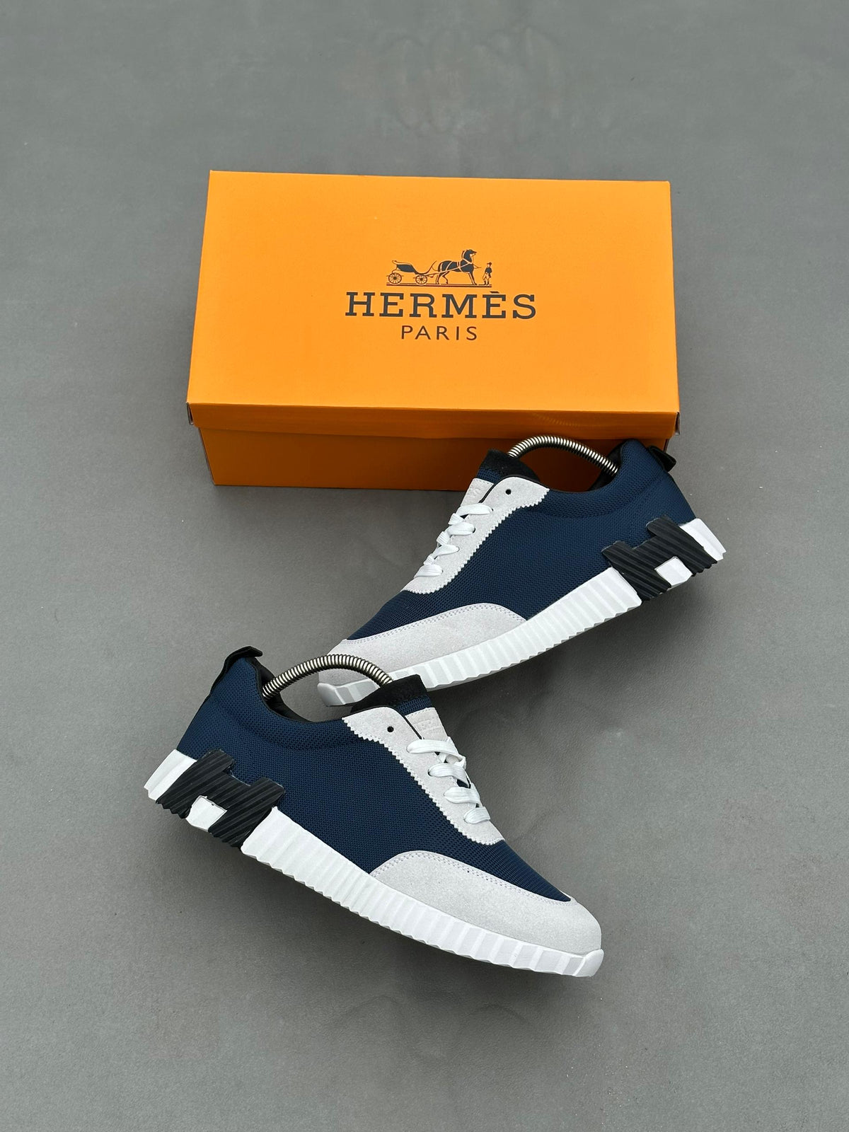 Baskets Hermès à enfiler Depart Bleu Gris