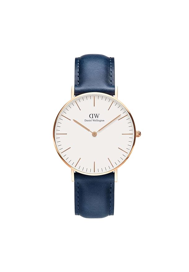Montre analogique Daniel Wellington Bracelet Bleu Fond Blanc
