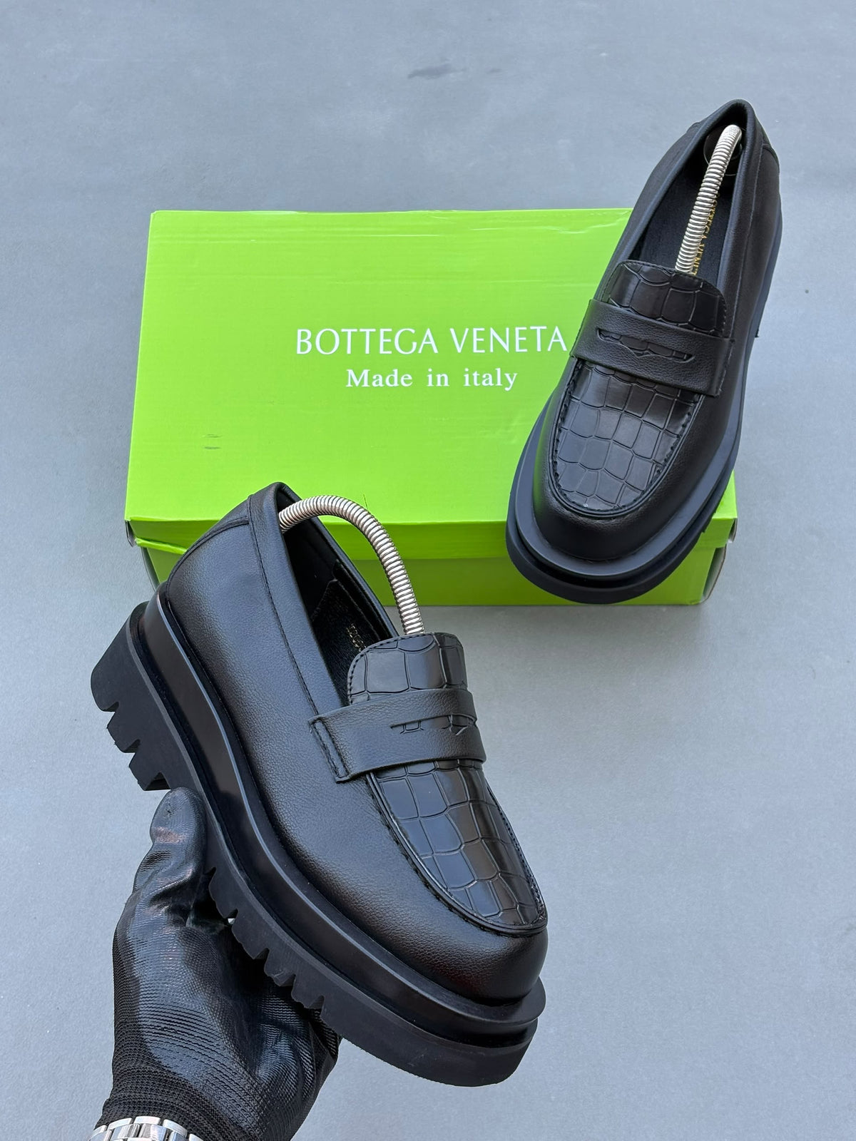 BOTTEGA VENETA Loafer à grosse semelle en cuir semi-croco
