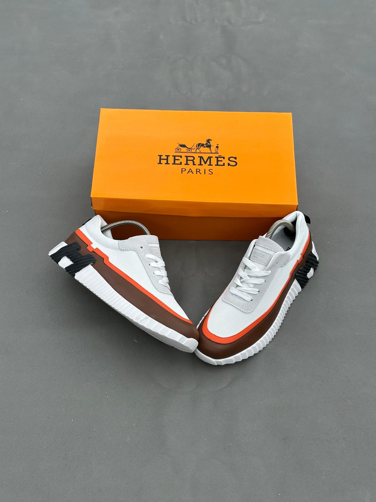 Baskets Hermès Bouncing Blanc Marron