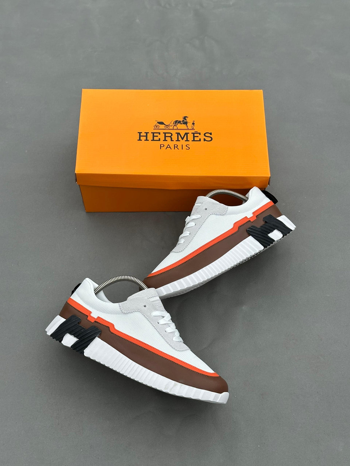 Baskets Hermès Bouncing Blanc Marron