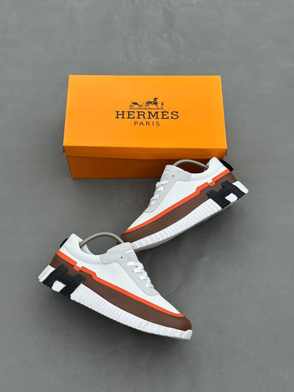 Baskets Hermès Bouncing Blanc Marron