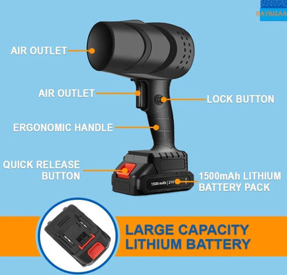 Puissant Souffleur d'air portable, dépoussiéreur à air sans fil Turbo haute pression, rechargeable avec 2 batteries de 48V