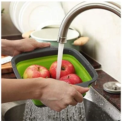 Lot de deux passoirs, paniers filtre pliable en silicone multicolore, pour la maison et la cuisine