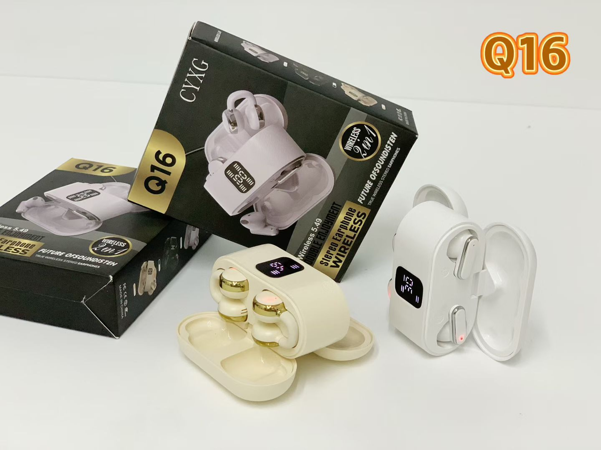 Écouteurs Bluetooth sans fil doubles 2 en 1, intra-auriculaires à clipser avec affichage LED de la batterie, suppression du bruit, pour partage en couple