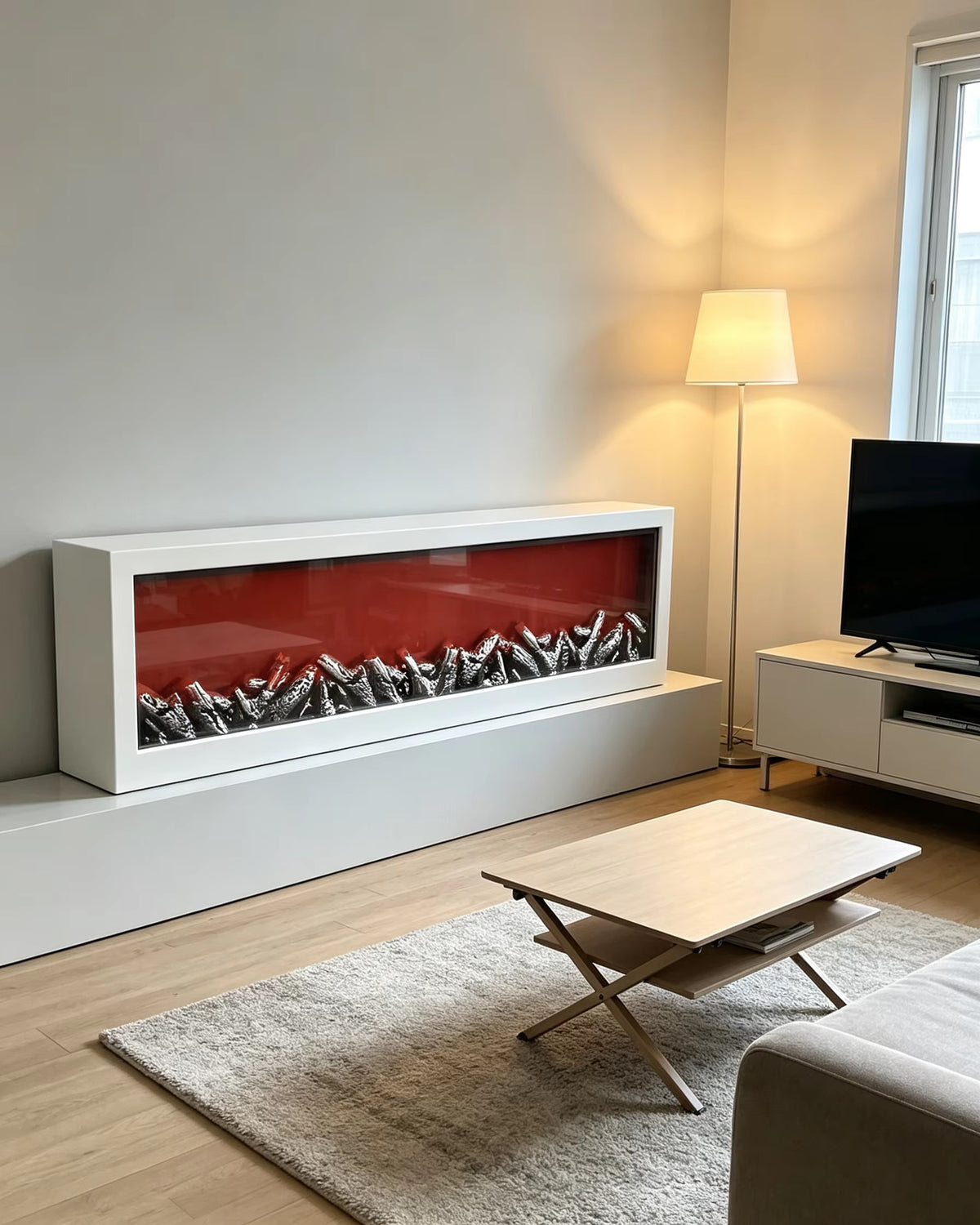 Cheminée électrique moderne 1 mètre blanche murale de haute qualité avec télécommande facile à insérer pour une utilisation en intérieur pour la maison, Hôtel, Restaurant