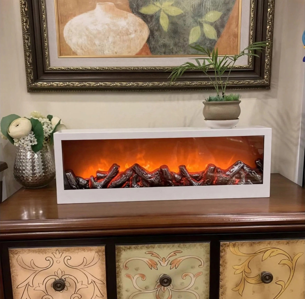Cheminée électrique moderne 1 mètre blanche murale de haute qualité avec télécommande facile à insérer pour une utilisation en intérieur pour la maison, Hôtel, Restaurant