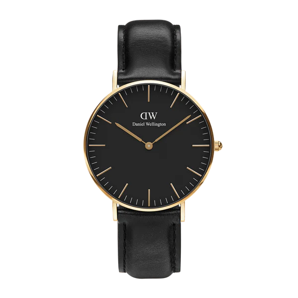 Montre analogique Daniel Wellington Bracelet Noir Fond Noir